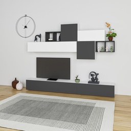[S-FZ97984] Parete attrezzata Tromen 260 cm. bianco antracite MTV234474