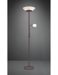 [S-TRIOR40063124] Piantana Con Spot da Lettura Gerry Ruggine Vetro Bianco Ø34 cm Trio Lighting