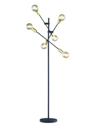 [S-TRIO406700632] Piantana Minimal 6 Luci Orienabili Cross Nero e Oro