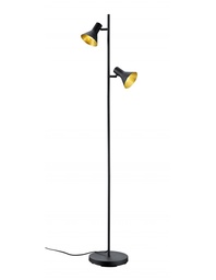 [S-TRIOR40162002] Piantana Moderna Minimal 2 Faretti Spot E14 Nina Nero e Oro