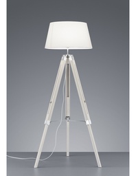 [S-TRIOR40991001] Piantana Moderna Treppiede Legno Tessuto Bianco H143 cm