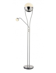 [S-TRIO478310206] Piantana Sfera Led Cromo e Luce da Lettura Orientabile