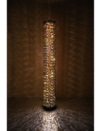 [S-TRIOR42801002] Piantana Tessuto Nero Oro Cilindro Led Effetto Stelle Vintage