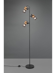 [S-TRIO404300332] Piantana Tosh Nero 3xE14 Legno E Gabbia Metallica H150 cm Trio Lighting