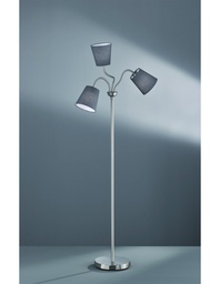 [S-TRIOR40153011] Piantana Windu 3xE27 Nichel E Paralumi Grigio H140 cm Trio Lighting