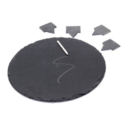 [S-V5860340000] Piatto ardesia tondo con 4 targhette fumetto ø30x0,5 cm