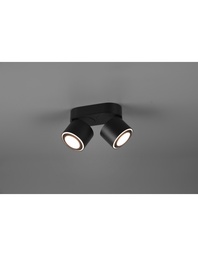 [S-TRIO652910232] Faretto Plafone 2 Spot Led Doppia Emissione L18 cm Taurus Nero