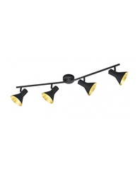 [S-TRIOR80164002] Plafoniera 4 Faretti Spot Orientabili Nina Nero e Oro