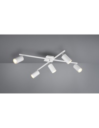 [S-TRIO612400501] Plafoniera 5 Faretti Cilindro Spot Orientabili Bianco
