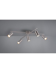 [S-TRIO612400507] Plafoniera 5 Faretti Orientabili Nichel Opaco
