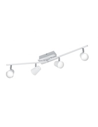 [S-TRIO873110431] Plafoniera con 4 Faretti Spot Orientabili Narcos Bianco