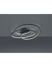 [S-TRIO673916032] Plafoniera a LED dimmerabile Gale 3 cerchi nero opaco 38,5W L60 cm