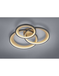 [S-TRIO673810332] Plafoniera a 3 Anelli Nero LED 36W Dimmerabile