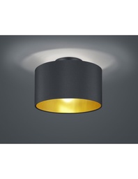 [S-TRIO608200279] Plafoniera in Metallo Nero-Oro H160 cm Ø30 cm
