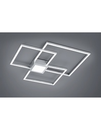 [S-TRIO676210407] Plafoniera Hydra 3 Quadrati Led 38w Nichel L65 cm Dimmerabile