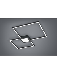 [S-TRIO676210342] Plafoniera Hydra Doppio Quadrato Led 28w Antracite L65 cm Dimmerabile