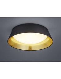 [S-TRIOR62871879] Plafoniera Led Paralume Nero e Oro Ø45 cm