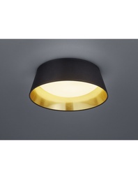 [S-TRIOR62871279] Plafoniera LED Paralume Tessuto Nero e Oro Ø34 cm