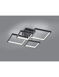 [S-TRIO627710432] Plafoniera Led Sorrento 4 Quadrati 52x52 cm Nero