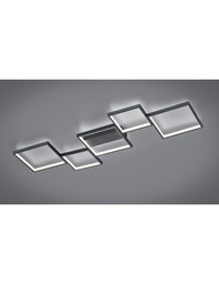 [S-TRIO627710532] Plafoniera Led 5 Quadrati L120 cm Nero