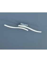 [S-TRIOR62472107] Plafoniera Moderna Design Doppia Bacchetta Led 3000k Route Nichel Trio Lighting