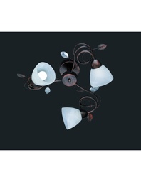 [S-TRIO600700328] Plafoniera Rustica 3xE14 Traditio Ruggine Coppe Vetro Bianco Ø61 cm Trio Lighting