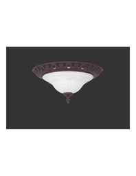 [S-TRIO6102021-24] Plafoniera Rustica Ruggine 2 x E27 Vetro Opale Ø38 cm