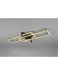 [S-TRIO620310308] Plafoniera a LED Salinas 3 Rettangoli Oro-Nero L100 cm Dimmerabile