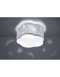 [S-TRIO602300345] Plafoniera Stanza Bambino Moony Azzurro Decori Lune e Stelle Ø40 cm