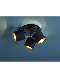 [S-TRIOR80333979] Plafoniera Tommy 3xE14 Spot Nero-Oro Ø25 cm Trio Lighting