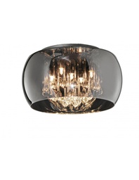 [S-TRIO611210506] Plafoniera Vetro Cromo con Pendenti Ø40 cm