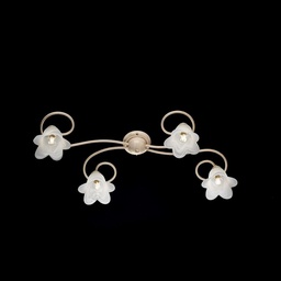 [S-BL230-PL4-AV] Plafoniera fiori  in ferro Avorio Oro quattro luci paralumi  87x40x h17 cm