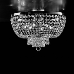 [S-BL189-PL6-CR] Plafoniera imperiale in ferro e ottone Cromato con stass sei luci 50x h37 cm