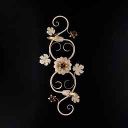 [S-BL169-PL2-AV] Plafoniera in ferro Avorio decape rose Oro due luci 73x2x h17 cm