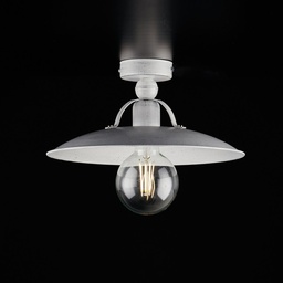 [S-BL234-PL1-BA] Plafoniera in ferro Bianco Argento industrial minimal 30x h14 cm
