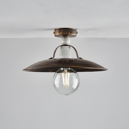 [S-BL234-PL1-BR] Plafoniera in ferro Marrone Oro industrial Bianco una luce 30x h14 cm