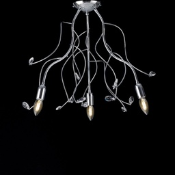 [S-BL154-PL3-CR] Plafoniera in ferro cromato lucido con strass in cristallo 3 luci  cm 56