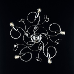 [S-BL209-PL5-CR] Plafoniera in ferro cromato lucido con strass in cristallo 5 luci 54xh. 21 cm