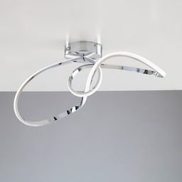 [S-BL212-PCR] Plafoniera in metallo e alluminio Cromo Lucido con LED integrato 68x24x h24 cm