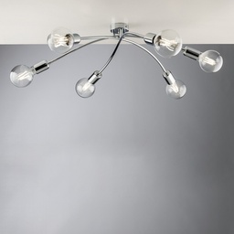 [S-BL222-PL6-CR] Plafoniera moderna in ferro Cromato lucido sei luci 71x h19 cm urban