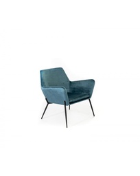 [S-OM/360/BL] Poltrona in velluto blu con struttura in metallo nero, 54cm x 71.5cm x 70cm