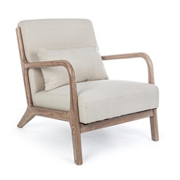 [S-B0743503] Poltrona Ancilla Vintage in lino cotone con cuscino