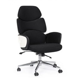 [S-B0710650] Poltrona imbottita da ufficio nero-bianco - Dimensioni: 64x69x118,5/128 cm