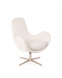 [S-RE/035/BI] Poltrona elegante in similpelle bianca e metallo grigio cromo, 72x68x85cm