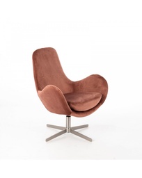[S-RE/035/RA] Poltrona elegante in velluto rosa antico e metallo grigio cromo, 72x68x85 cm