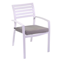 [S-V6450490000] Poltrona alluminio bianco con cuscino grigio - Misure: 58x57x88 cm
