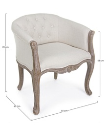 [S-B0743254] Poltrona classica legno e tessuto naturale Diva
