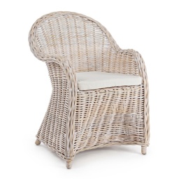 [S-B0691621] Poltrona con cuscino new bianco in fibre naturali