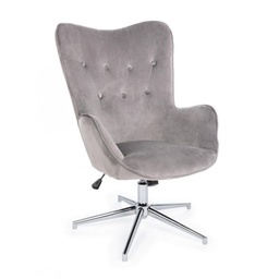[S-B0735011] Poltrona contemporanea in velluto grigio, misure: 69x70x105/117 cm