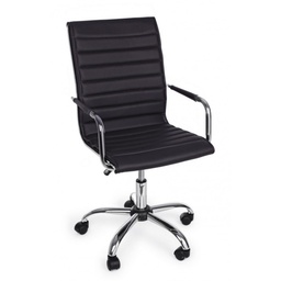 [S-B5710229] Poltrona da ufficio PERTH nero braccioli e ruote in similpelle altezza regolabile